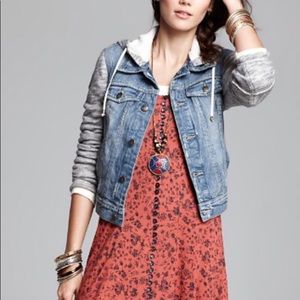 (Free People) Knit Hooded Denim Jacket